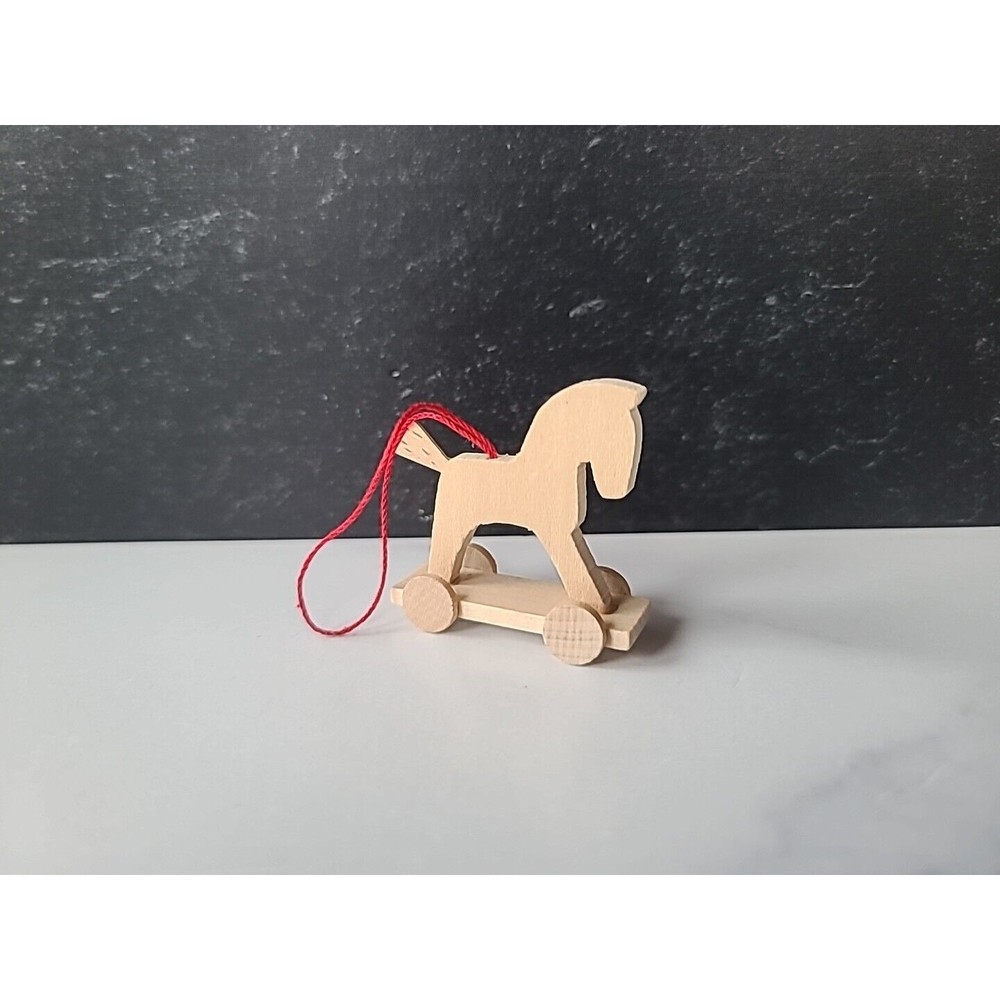 Vintage Wooden Riding Horse Christmas Ornament